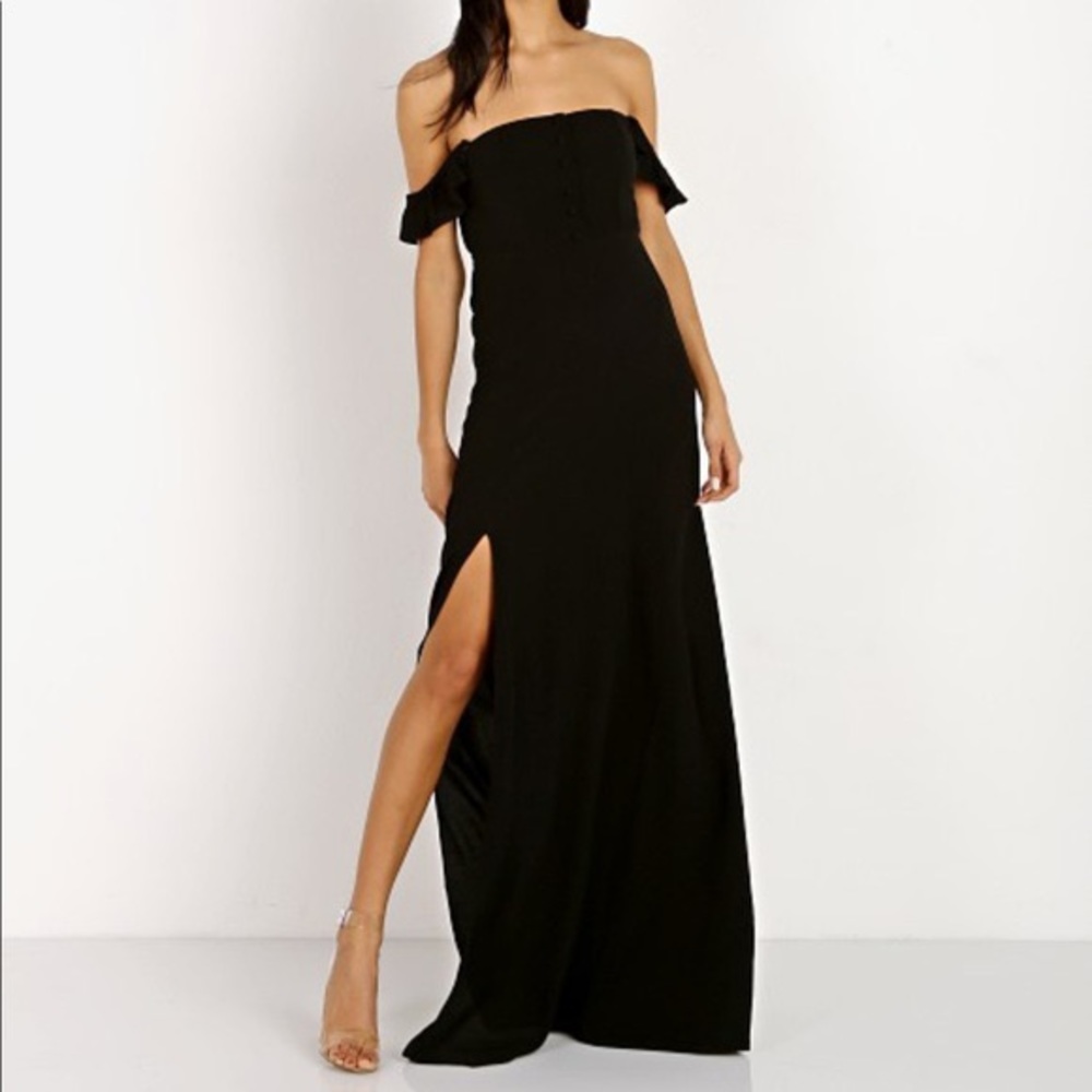 Flynn Skye Black Off-Shoulder Maxi Dress